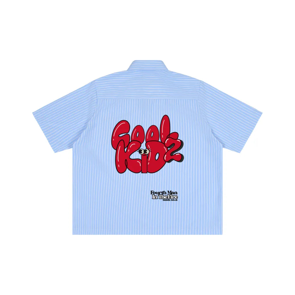 "Cool Kidz/Fourth Man" Striped Boxy Short Sleeve Shirt (PRE-ORDER)