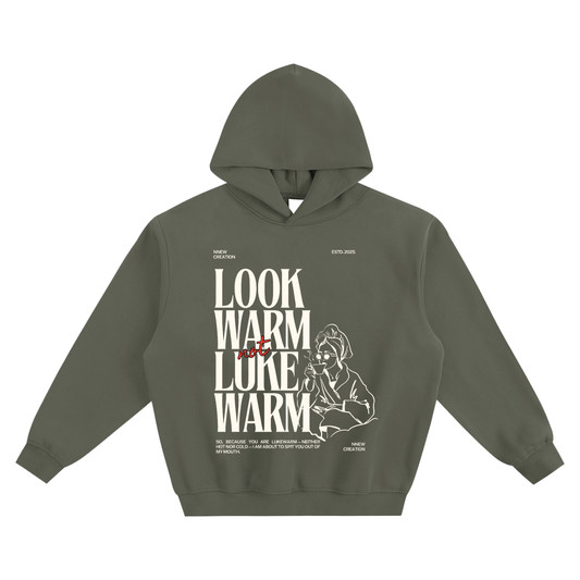"Look warm" Fleeced Boxy Hoodie (no pockets)