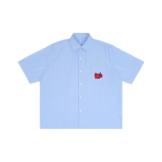 "Cool Kidz/Fourth Man" Striped Boxy Short Sleeve Shirt (PRE-ORDER)