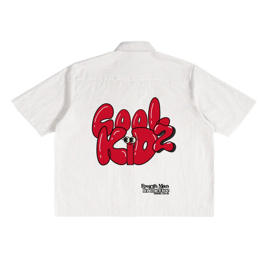 "Cool Kidz/Fourth Man" Oversized Vertical Stripe Boxy Shirt (PRE-ORDER)