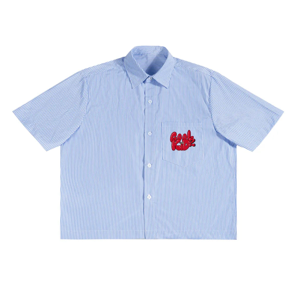 "Cool Kidz/Fourth Man" Oversized Vertical Stripe Boxy Shirt (PRE-ORDER)